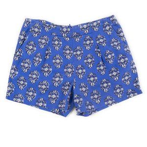 MADEWELL blue floral print pleated linen shorts size 2